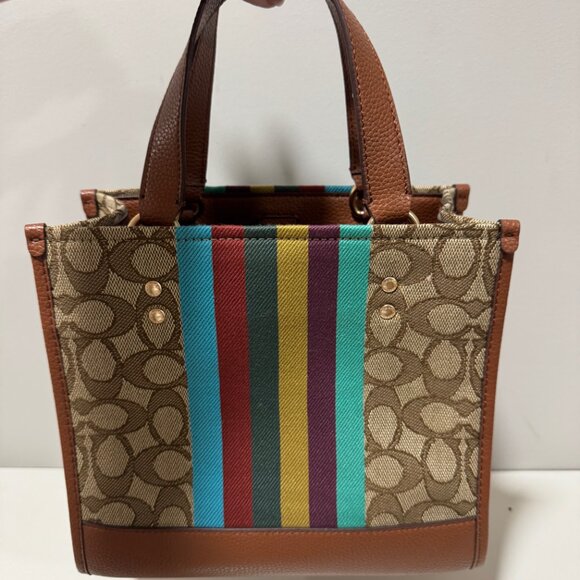 Coach Dempsey Tote Bag 22 In Signature Jacquard With Coach Patch And Stripe - Picture 9 of 16